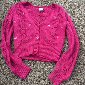 Abercrombie Kids Pink Cable Knit Cardigan Sweater